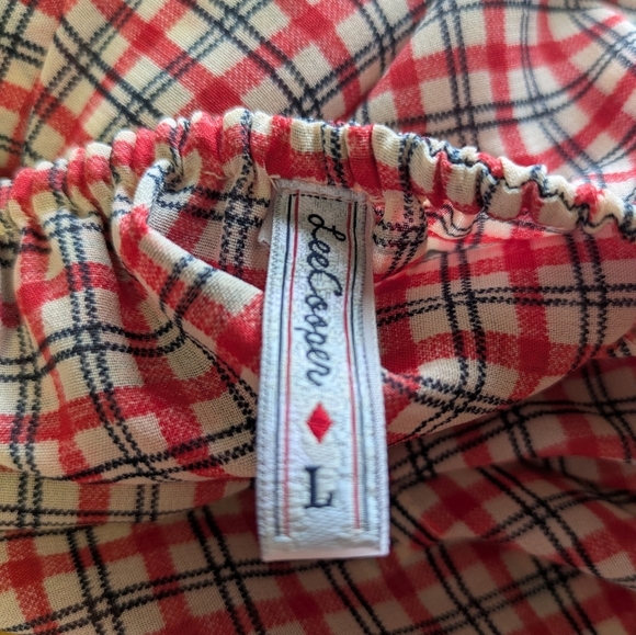 Lee Cooper Gingham Ruffled Off The Shoulder Semi Sheer Top Size Large - Picture 4 of 6